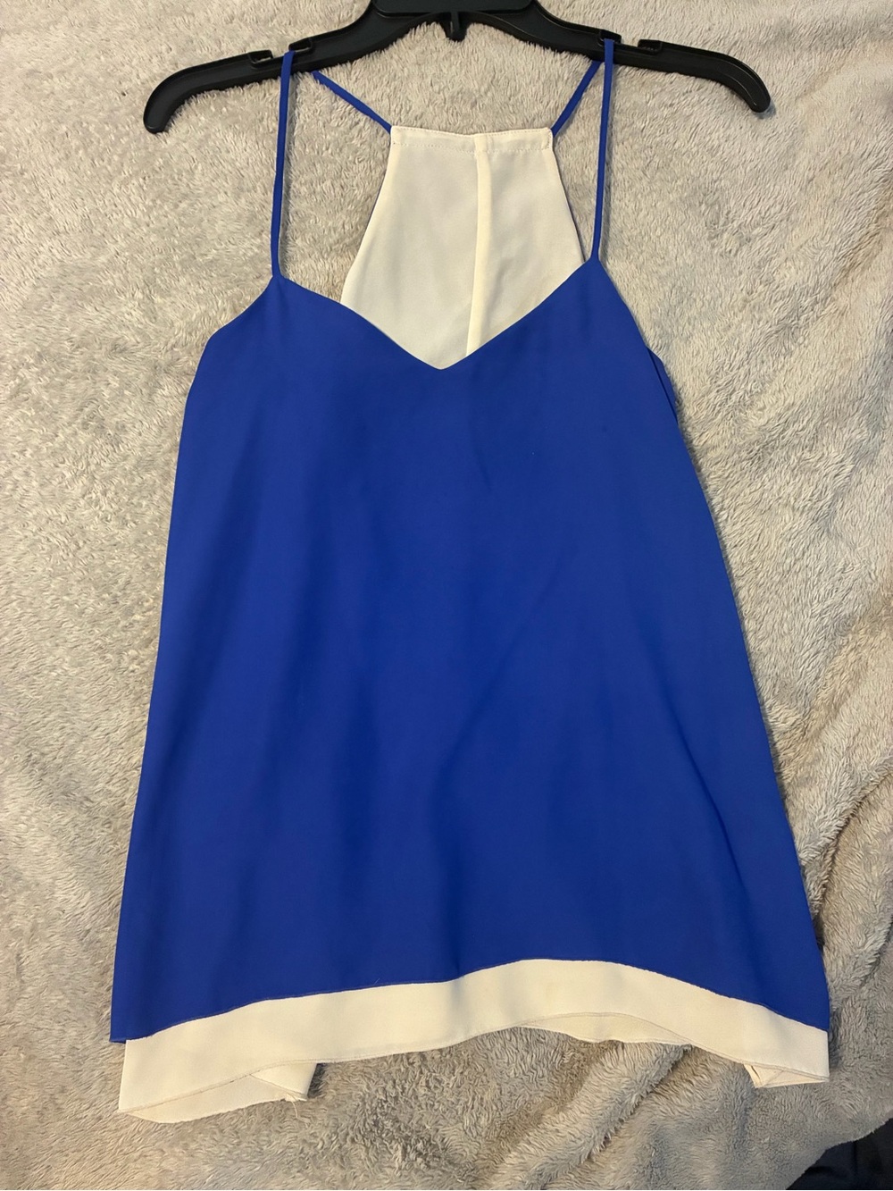 Blue and White Layered Spaghetti Strap Cami Top
